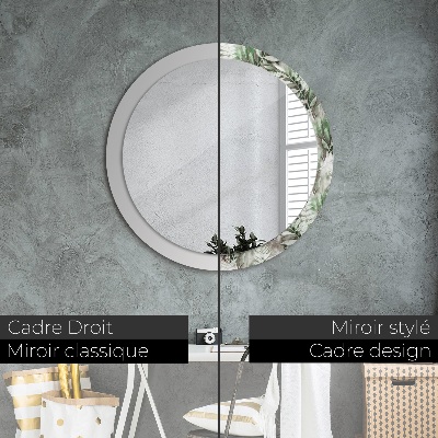 Spiegel mit Motivdruck Aquarellblätter