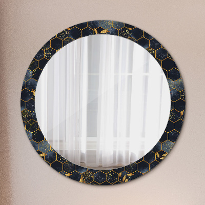 Spiegel mit Motivdruck Marmor-Sechseck