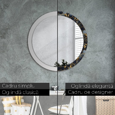 Spiegel mit Motivdruck Marmor-Sechseck