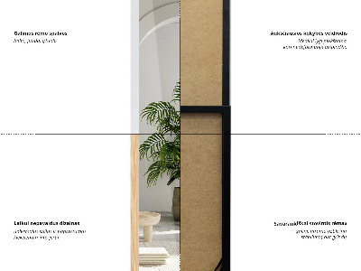 Standspiegel mit schwarzem Rahmen 36x156 cm