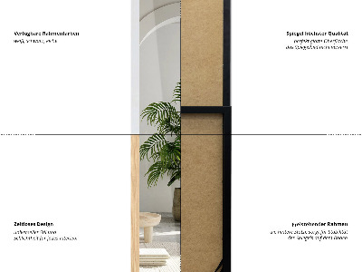 Standspiegel mit schwarzem Rahmen 36x156 cm