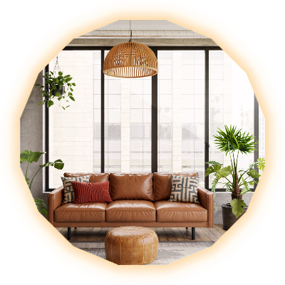 Spiegel in Polygonform mit LED-Beleuchtung