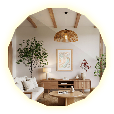 Spiegel in Polygonform mit LED-Beleuchtung