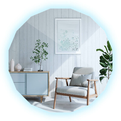 Spiegel in Polygonform mit LED-Beleuchtung