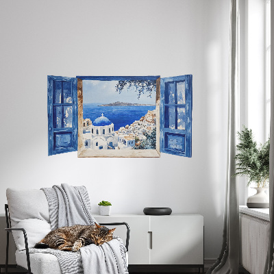 Wandtattoo Fensterblick 100x58 Griechische Landschaft