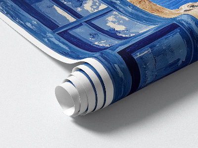 Wandtattoo Fensterblick 100x58 Griechische Landschaft