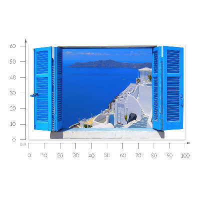Wandtattoo Fensterblick 100x61 Mediterrane Landschaft