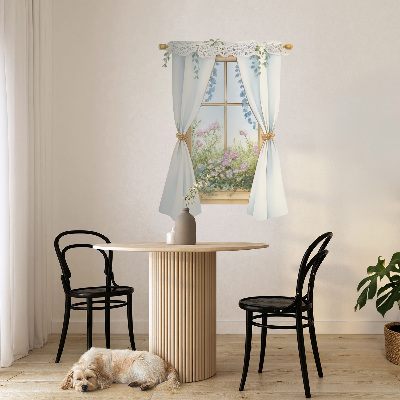 Wandtattoo Fensterblick 73x100 Vorhänge mit Aussicht