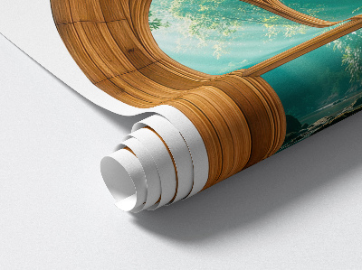 Wandtattoo Fensterblick 80x100 Tropische Landschaft