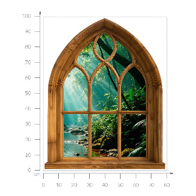 Wandtattoo Fensterblick 80x100 Tropische Landschaft