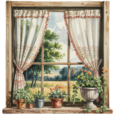 Wandtattoo Fensterblick 97x100 Idyllisches Fenster