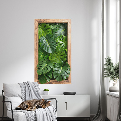 Wandtattoo Fensterblick 57x100 Monstera-Blätter