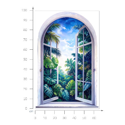 Wandtattoo Fensterblick 66x100 Tropischer Ausblick