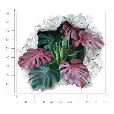 3D Loch Aufkleber 100x91 Tropische Zusammensetzung