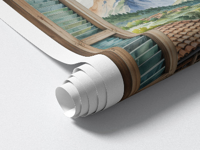 Wandtattoo Fensterblick 100x92 Berglandschaft