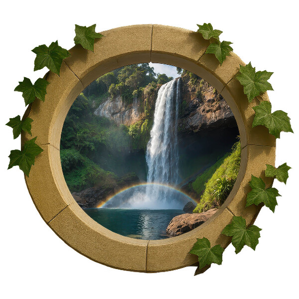 Wandtattoo Fensterblick 100x87 Natürliche Oase