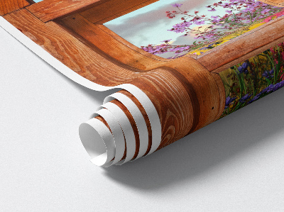 Wandtattoo Fensterblick 85x130 Blumenfenster