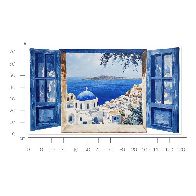 Wandtattoo Fensterblick 130x75 Griechische Landschaft