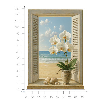 Wandtattoo Fensterblick 94x130 Fenster zum Meer