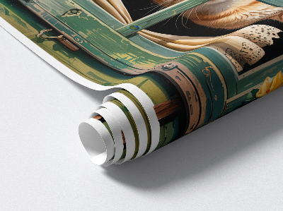 Wandtattoo Fensterblick 97x130 Kätzchen im Fenster