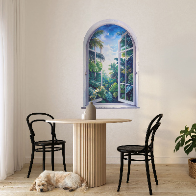 Wandtattoo Fensterblick 86x130 Tropischer Ausblick