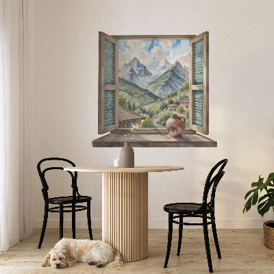 Wandtattoo Fensterblick 130x120 Berglandschaft