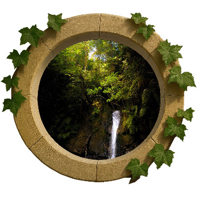 Wandtattoo Fensterblick 130x113 Grüne Landschaft