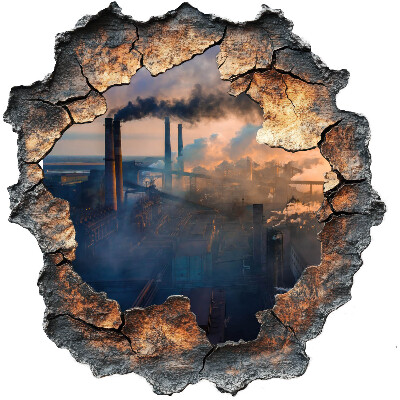 3D Wandtattoo Loch in der Wand 58x60 Industrielandschaft