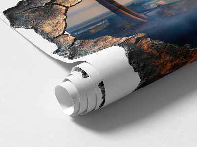 3D Wandtattoo Loch in der Wand 58x60 Industrielandschaft