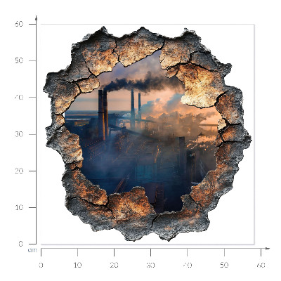 3D Wandtattoo Loch in der Wand 58x60 Industrielandschaft