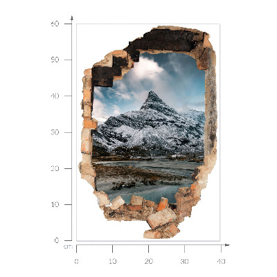 3D Wandtattoo Loch in der Wand 40x60 Bergpanorama