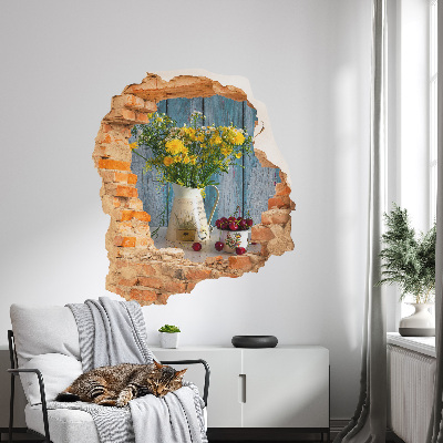3D Wandtattoo Loch in der Wand 51x60 Ländliche Landschaft