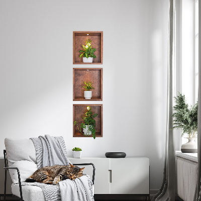 Modernes 3D-Wandtattoo 17x60 Pflanzennischen