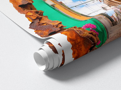 3D Wandtattoo Loch in der Wand 50x60 Nostalgische Landschaft