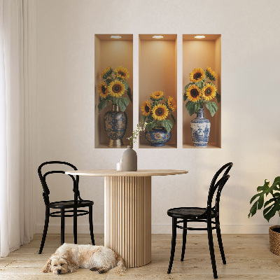 Modernes 3D-Wandtattoo 60x54 Sonnenblumensträuße
