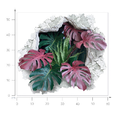 3D Wandtattoo Loch in der Wand 60x54 Tropische Zusammensetzung