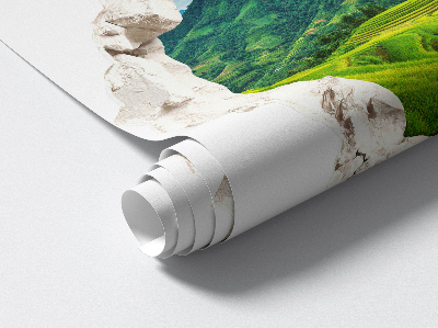 3D Wandtattoo Loch in der Wand 60x57 Grüne Terrassen