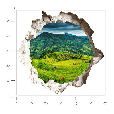 3D Wandtattoo Loch in der Wand 60x57 Grüne Terrassen