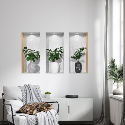 Modernes 3D-Wandtattoo 60x37 Pflanzennischen