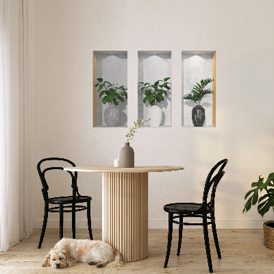 Modernes 3D-Wandtattoo 60x37 Pflanzennischen