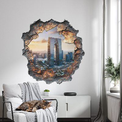 3D Wandtattoo Loch in der Wand 77x80 Stadt der Zukunft
