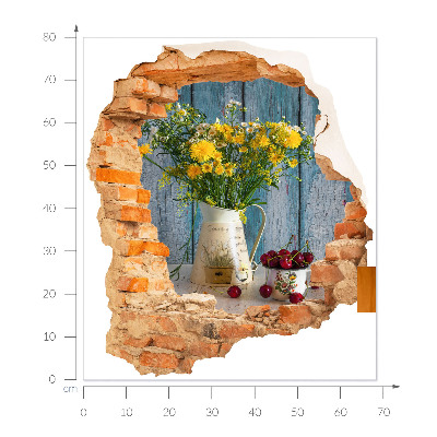 3D Wandtattoo Loch in der Wand 68x80 Ländliche Landschaft