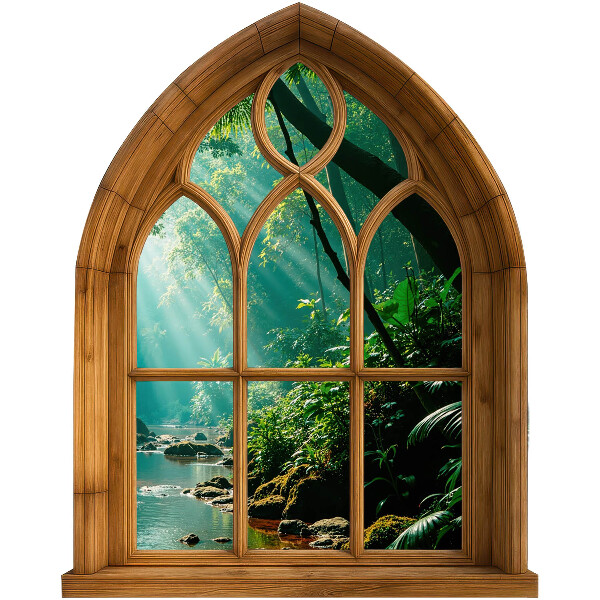Wandtattoo Fenster 64x80 Tropische Landschaft