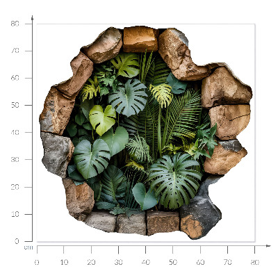 3D Wandtattoo Loch in der Wand 80x80 Tropische Oase