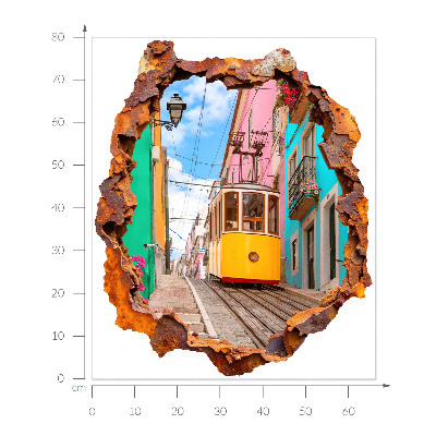 3D Wandtattoo Loch in der Wand 66x80 Nostalgische Landschaft