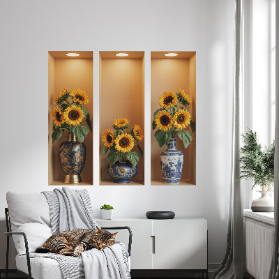 Modernes 3D-Wandtattoo 80x73 Sonnenblumensträuße