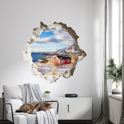 3D Wandtattoo Loch in der Wand 80x76 Winterlandschaft