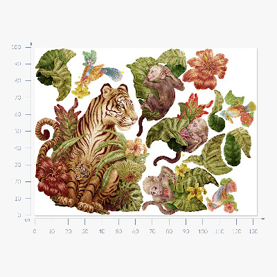 Wandtattoo 100x133 Dschungelsafari mit Pastelltieren