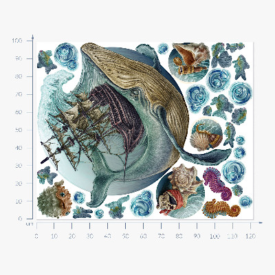 Wandtattoo 100x122 Ein Unterwassermärchen mit Meerestieren