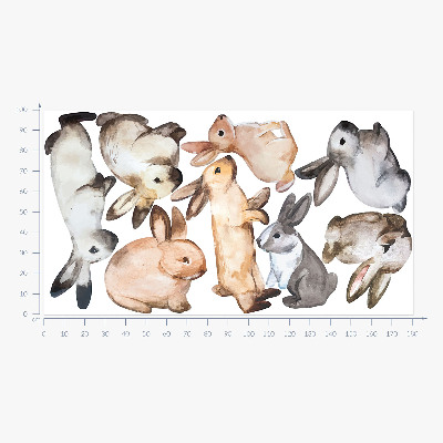 Wandtattoo 100x181 Pastellhasen in Aquarelltechnik